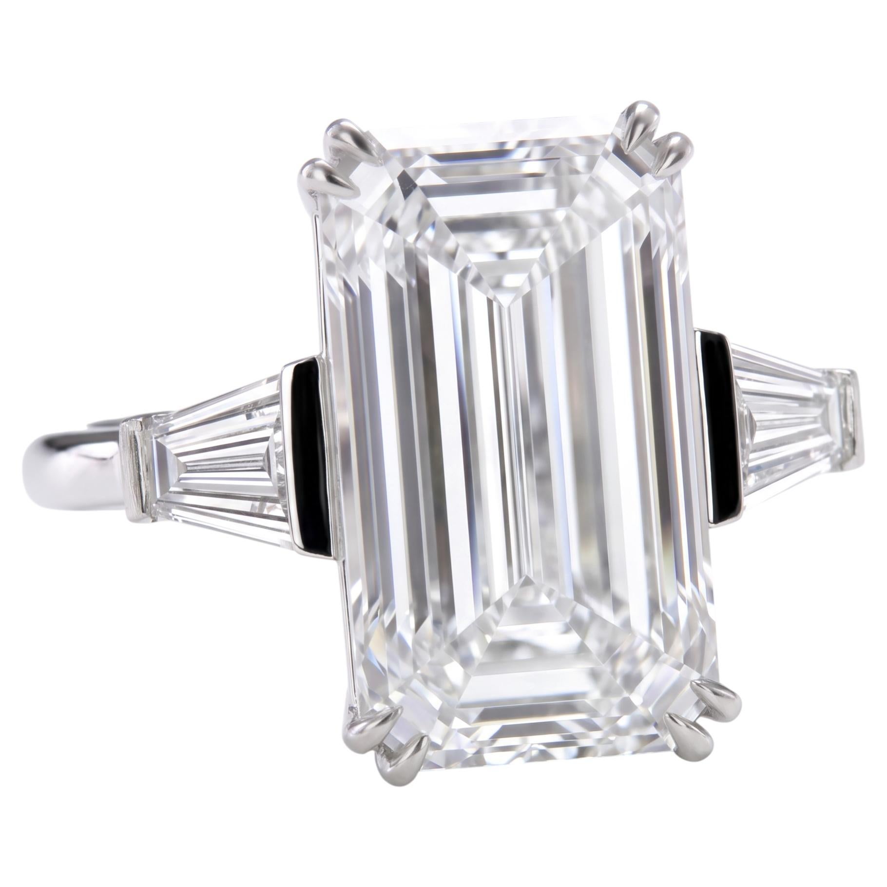 8.28 Carat D IF Emerald Diamond Platinum Ring For Sale at 1stDibs
