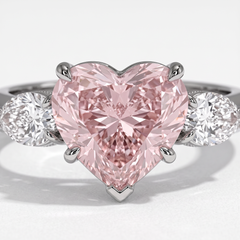 GIA Certified 3 Carat Fancy Pink Heart Brilliant Diamond Platinum Ring