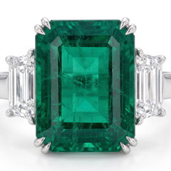 GRS 13 Carat Green Minor Rectangular Diamond White and Yellow Gold Ring
