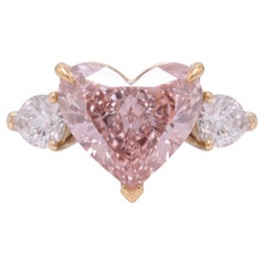 GIA Certified 5.01 Carat Light Pink-Brown Heart Modified Brilliant Diamond Ring