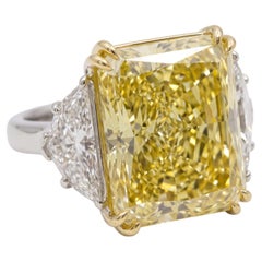 GIA Certified 15.03 Carat Fancy Yellow Radiant Cut Brilliant Diamond