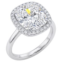 GIA Certified 10 Carat Cushion Brilliant Diamond White Gold Ring