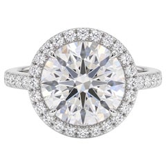 GIA Certified 12 Carat Round Brilliant Diamond White Gold Ring