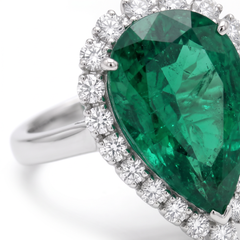 GIA Certified 15 Carat Green Pear Diamond White and Yellow Gold Ring