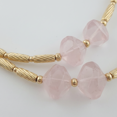 David Yurman 18K Yellow Gold Faceted Rose Quartz Beaded Necklace, 44 Inches