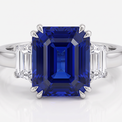 4.06 Carat blue octagonal Diamond White Gold Ring