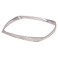 Tiffany & Co. Frank Gehry Torque 1 Carat Pave Diamond 18K White Gold Bangle