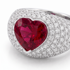 2.51 Carat vivid red (GRS type "pigeon's blood") heart Diamond White Gold Ring