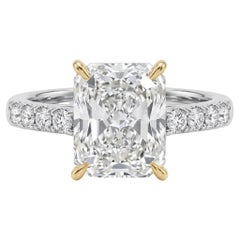 3.11 Carat F VVS2 Cut-Cornered Rectangular Modified Brilliant Diamond White and