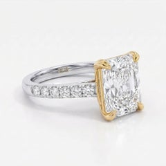 3.11 Carat F VVS2 Cut-Cornered Rectangular Modified Brilliant Diamond White and