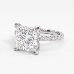 3.01 Carat F VVS1 Square Modified Brilliant Diamond Platinum Engagement Ring