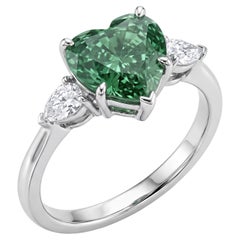 5.52 Carat Green Heart Diamond White Gold Ring