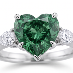 5.52 Carat Green Heart Diamond White Gold Ring