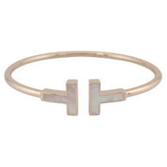 Tiffany & Co. T Mother of Pearl 18K Rose Gold Bangle Bracelet