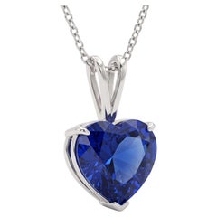 Collier en or blanc certifié, orné d’un saphir de Ceylan non traité, d’un diamant « cœur » bleu d’un carat