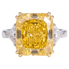 10.75 Carat Fancy Intense Yellow VVS2 Cut-Cornered Rectangular Modified Brillian