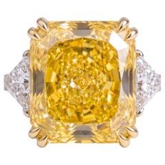 10.75 Carat Fancy Intense Yellow VVS2 Cut-Cornered Rectangular Modified Brillian