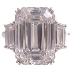 GIA Certified 13 Carat J VS2 Emerald Cut Diamond White Gold Ring