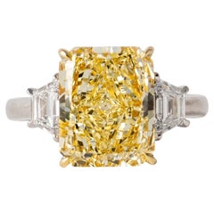 4.05 Carat Fancy Yellow Flawless Cut-Cornered Rectangular Modified Brilliant Dia