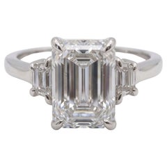 3.02 Carat D IF Cut-Cornered Rectangular Step Cut Diamond White Gold Ring