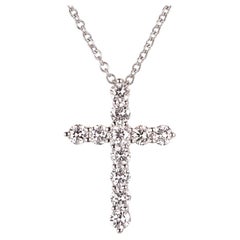 Platinum Diamond Religious Cross Pendant Necklace