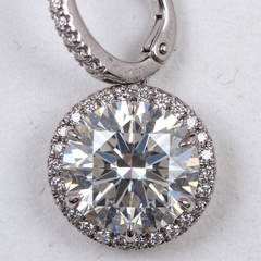 GIA Certified 10 Carat Round Diamond Halo Drop Earrings