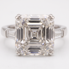 4.01 Carat G VS2 Square Emerald Cut Diamond Platinum Engagement Ring