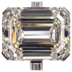 GIA 11 Carat K VVS1 Emerald Cut Diamond Platinum Solitaire Ring