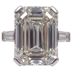 GIA 11 Carat K VVS1 Emerald Cut Diamond Platinum Solitaire Ring