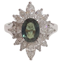 GIA Certified 1.5 Carat Oval Alexandrite Diamond Platinum Ballerina Ring