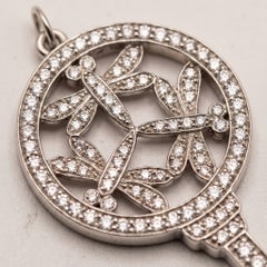 Tiffany & Co. Platinum Pave Diamond Dragonfly Key Pendant Necklace