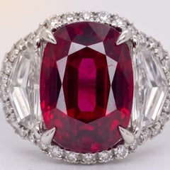 4.04 Carat red cushion Diamond White Gold Ring