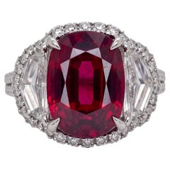 4.04 Carat red cushion Diamond White Gold Ring