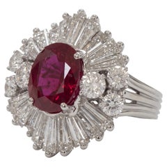 GIA Certified 2 Carat No Heat Burma Ruby Diamond Ballerina Ring