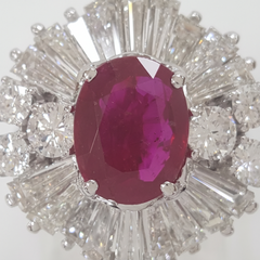 GIA Certified 2 Carat No Heat Burma Ruby Diamond Ballerina Ring