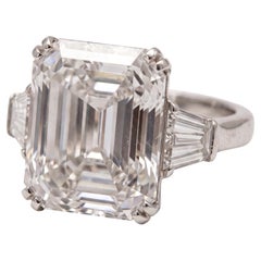 13.61 Carat J VVS2 Emerald Cut Diamond White Gold Ring