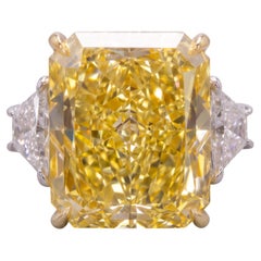 9.89 Carat Fancy Intense Yellow VS2 Cut-Cornered Rectangular Modified Brilliant