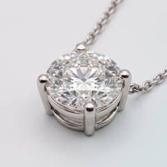 Tiffany Certified 2 Carat Round Diamond Platinum Solitaire Pendant Necklace