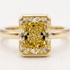 2.01 Carat Fancy Yellow SI1 Cut-Cornered Rectangular Modified Brilliant Diamond