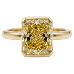 2.01 Carat Fancy Yellow SI1 Cut-Cornered Rectangular Modified Brilliant Diamond
