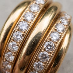 4 Carat Diamond 18K Yellow Gold Crossover Cocktail Ring