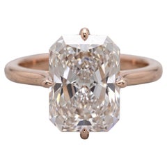 4.03 Carat E VVS2 Old Mine Brilliant Diamond Yellow Gold Ring