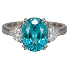 GIA Certified NO HEAT 2.30 Carat Brazilian Paraíba Tourmaline and Diamond Ring