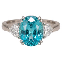 GIA Certified NO HEAT 2.30 Carat Brazilian Paraíba Tourmaline and Diamond Ring