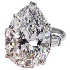 11.36 Carat D Flawless Pear Brilliant Diamond Platinum Engagement Ring