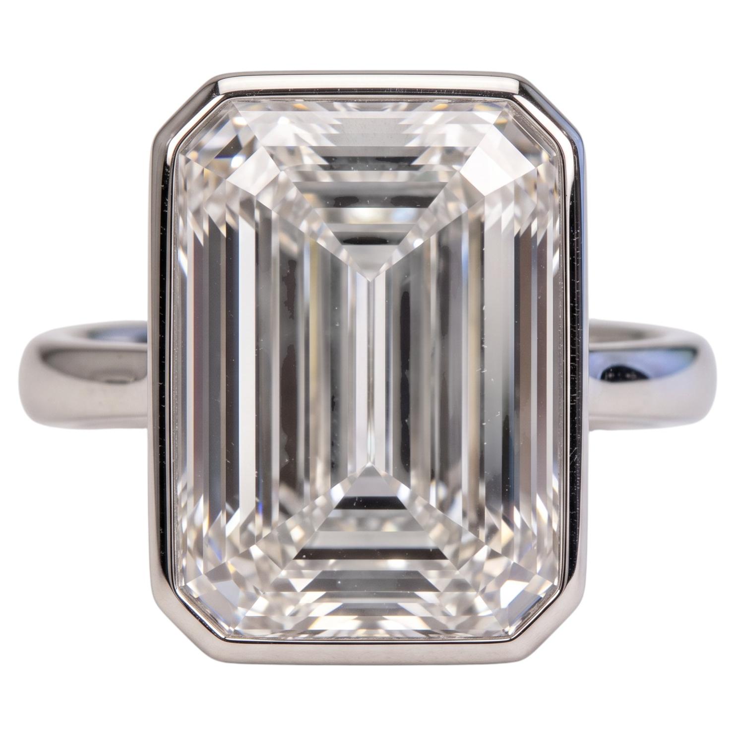 8.28 Carat D IF Emerald Diamond Platinum Ring For Sale at 1stDibs