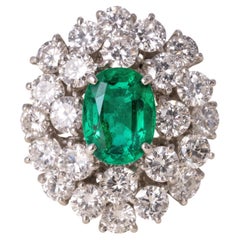 2.7 Carat Green Oval Emerald White Gold Ring