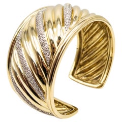 David Yurman 2 Carat Diamond 18k Yellow Gold Bangle Bracelet