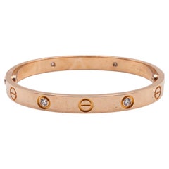 Cartier 18k Rose Gold Diamond Love Bangle Bracelet