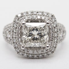 2 Carat Princess Cut Diamond Platinum Halo Engagement Ring